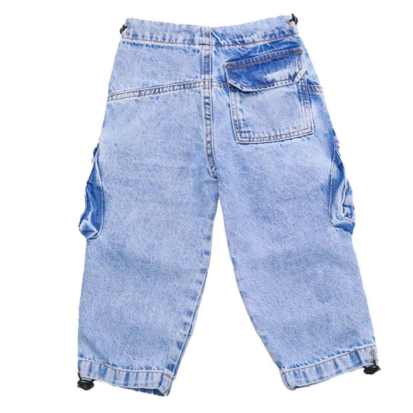 Jogger With Flap Pockets And Elasticed Opening Light Wash Nawao.com