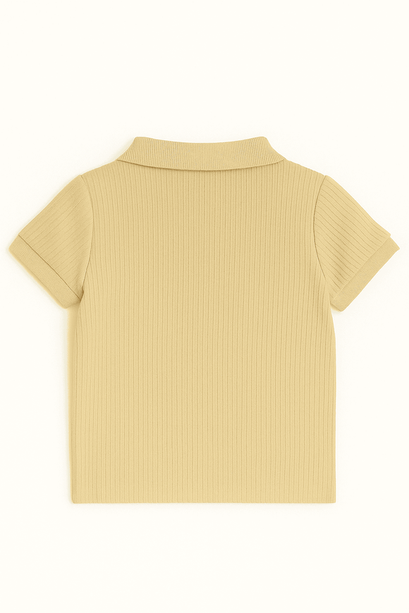Junior Boys Beige Polo T Shirt W  Zipper Nawao.com