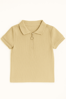 Junior Boys Beige Polo T Shirt W  Zipper Nawao.com