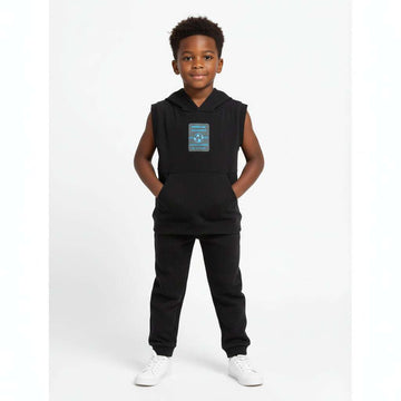 Junior Boys Black Sleeve Less Hooded Tsh Black Nawao.com