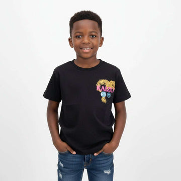 Junior Boys Black T Shirt With Front And Back Embo Black Nawao.com