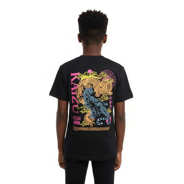 Junior Boys Black T Shirt With Front And Back Embo Black Nawao.com