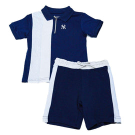 Junior Boys Cut And Sew Polo Top With Shorts Set Assorted Nawao.com