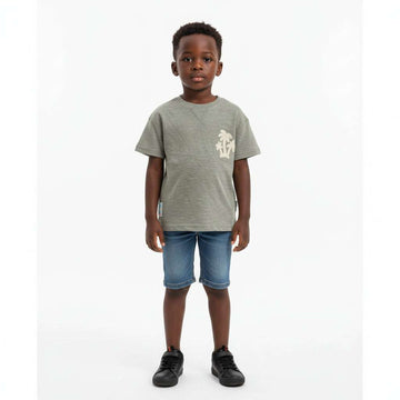 Junior Boys Green Jaquard T Shirt With Pam Tree Patch  Green Nawao.com
