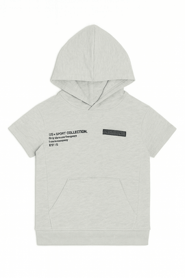 Junior Boys Grey Hoddie Short Sleeve T Shirt Nawao.com