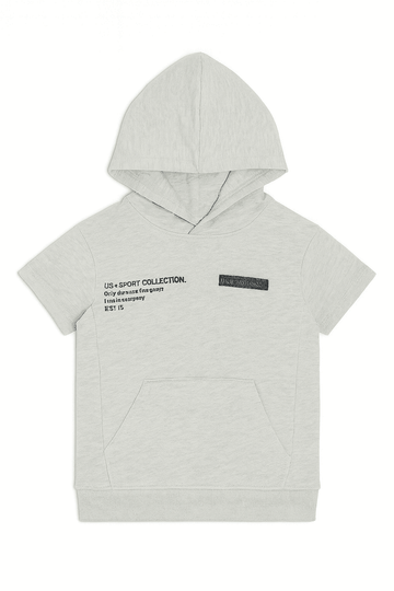 Junior Boys Grey Hoddie Short Sleeve T Shirt Nawao.com