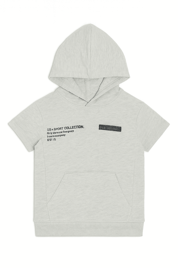 Junior Boys Grey Hoddie Short Sleeve T Shirt Nawao.com
