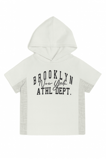 Junior Boys Ivory Hoddie Short Sleeve T Shirt Ivory Nawao.com