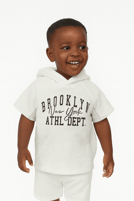 Junior Boys Ivory Hoddie Short Sleeve T Shirt Ivory Nawao.com