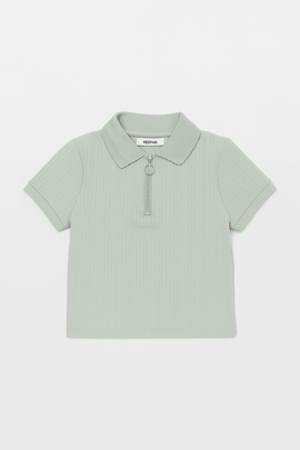 Junior Boys Lt Blue Polo T Shirt W  Zipper Blue Nawao.com