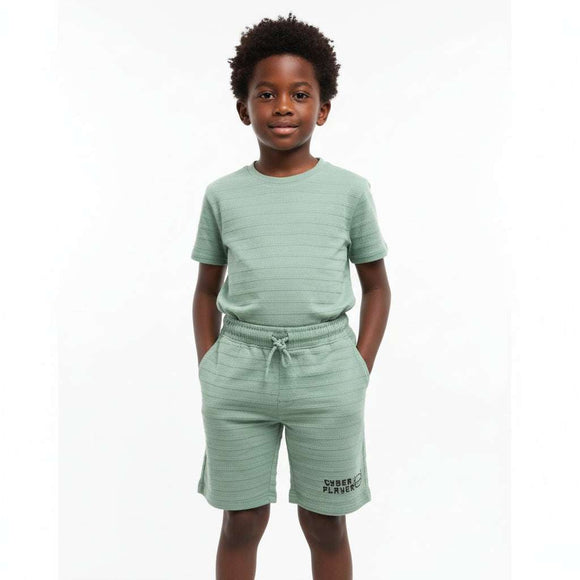 Junior Boys Sage Green Jaquard Shorts Green Nawao.com