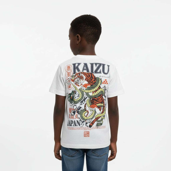 Junior Boys Vream T Shirt With Front And Back Print  Cream Nawao.com