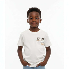 Junior Boys Vream T Shirt With Front And Back Print  Cream Nawao.com