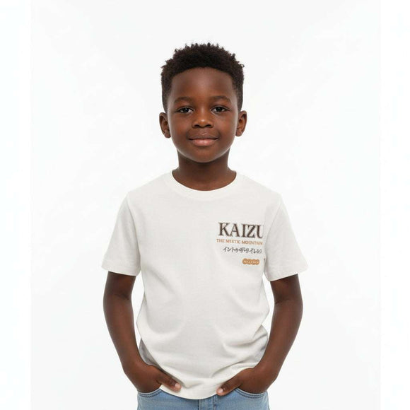 Junior Boys Vream T Shirt With Front And Back Print  Cream Nawao.com
