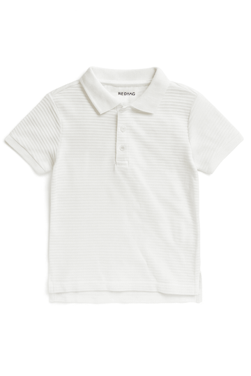 Junior Boys White Ottoman Rib Polo Nawao.com
