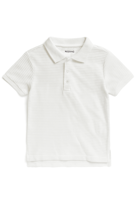 Junior Boys White Ottoman Rib Polo Nawao.com