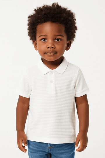 Junior Boys White Ottoman Rib Polo Nawao.com