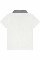 Junior Boys White Polo With Check Collar Nawao.com