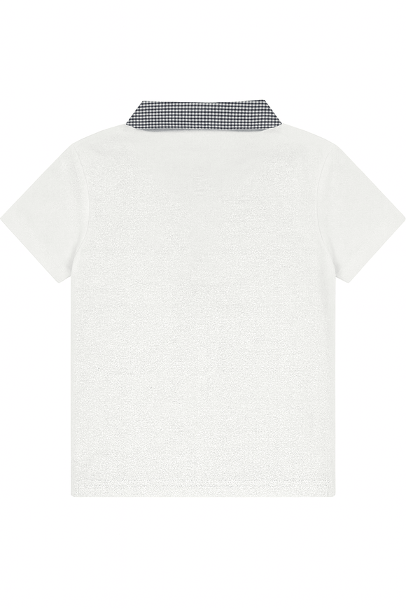 Junior Boys White Polo With Check Collar Nawao.com
