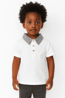 Junior Boys White Polo With Check Collar Nawao.com
