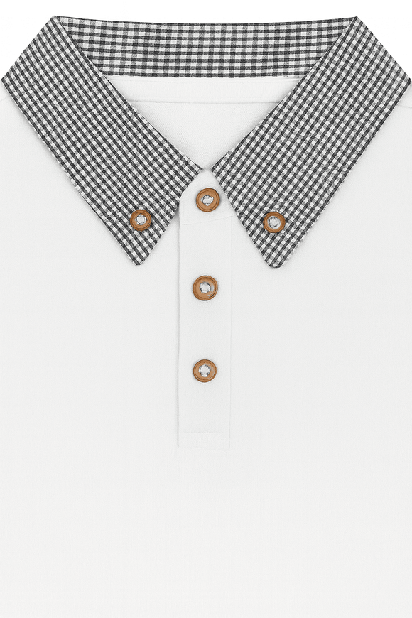 Junior Boys White Polo With Check Collar Nawao.com