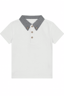 Junior Boys White Polo With Check Collar Nawao.com