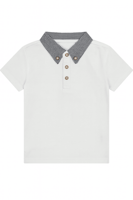 Junior Boys White Polo With Check Collar Nawao.com