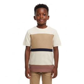 Junior Boys Yarn Dye T Shirt Beige Nawao.com