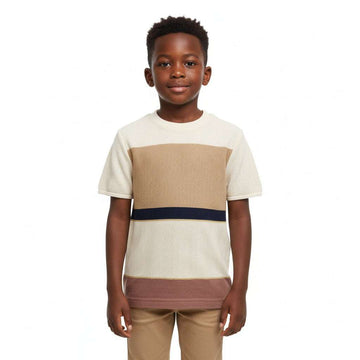 Junior Boys Yarn Dye T Shirt Beige Nawao.com