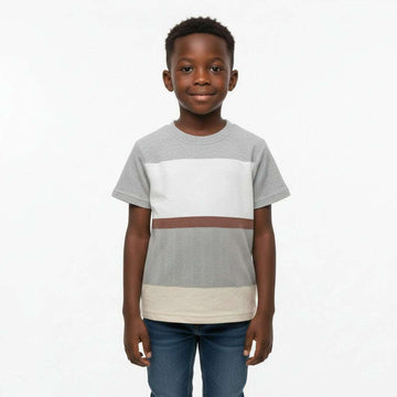 Junior Boys Yarn Dye T Shirt Mid Grey Nawao.com