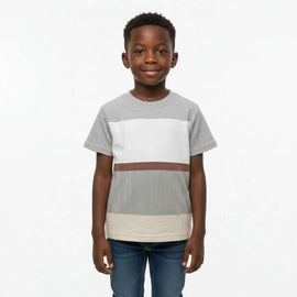 Junior Boys Yarn Dye T Shirt Mid Grey Nawao.com