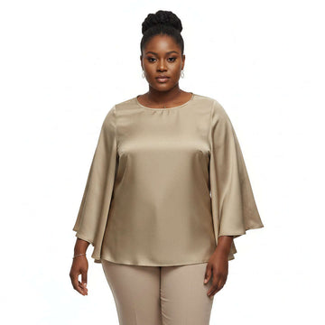 Kimono Sleeve Blouse Beige Nawao.com