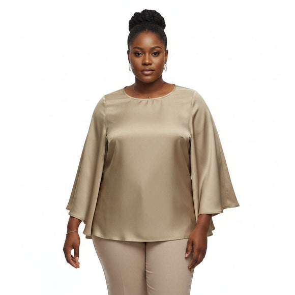 Kimono Sleeve Blouse Beige Nawao.com
