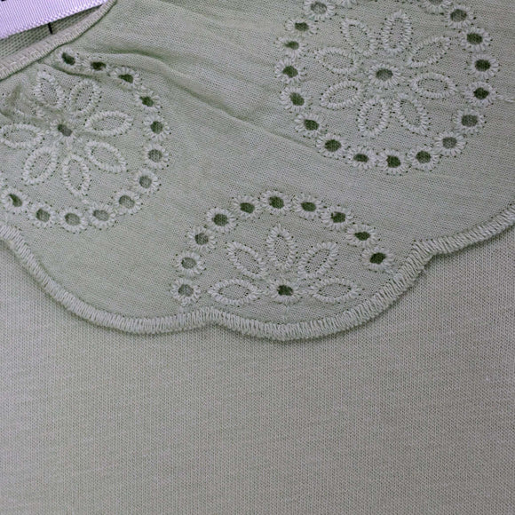 Lace Collar Top Green Nawao.com