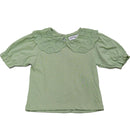 Lace Collar Top Green Nawao.com