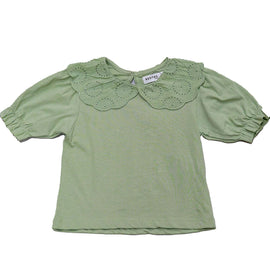 Lace Collar Top Green Nawao.com