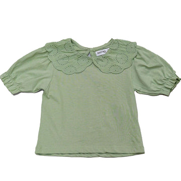 Lace Collar Top Green Nawao.com