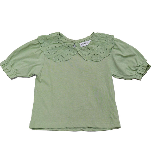 Lace Collar Top Green Nawao.com