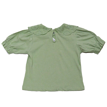 Lace Collar Top Green Nawao.com