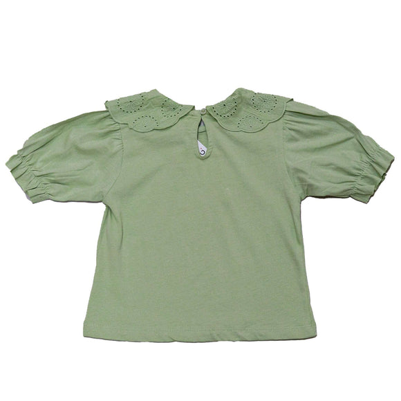 Lace Collar Top Green Nawao.com
