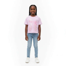 Lialc Bow Sequiens    Placement Print Boxy S S T Shirt Lilac Nawao.com