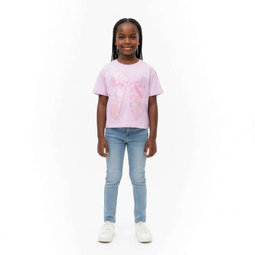 Lialc Bow Sequiens    Placement Print Boxy S S T Shirt Lilac Nawao.com
