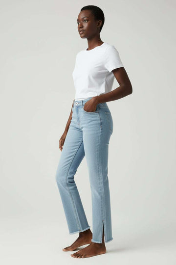 Light Acid Straight Slit Jeans Nawao.com