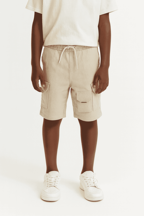 Light Beige 3 Pocket Cargo Shorts Nawao.com
