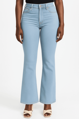 LIGHT BLUE CROPPED FLARED JEANS Nawao.com