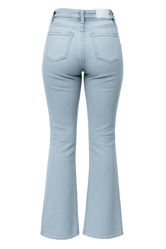 LIGHT BLUE CROPPED FLARED JEANS Nawao.com