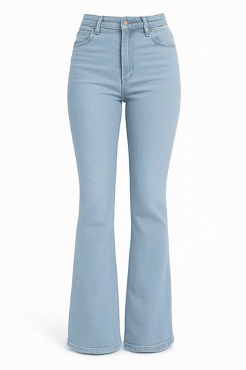 LIGHT BLUE CROPPED FLARED JEANS Nawao.com