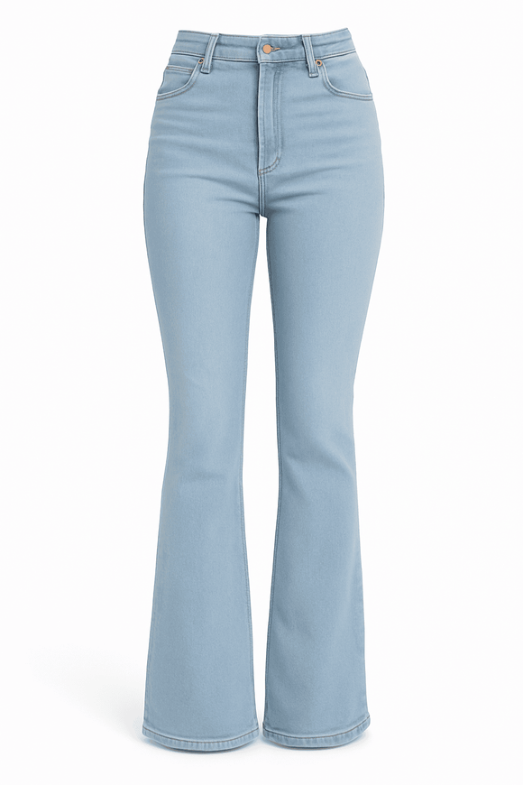 LIGHT BLUE CROPPED FLARED JEANS Nawao.com