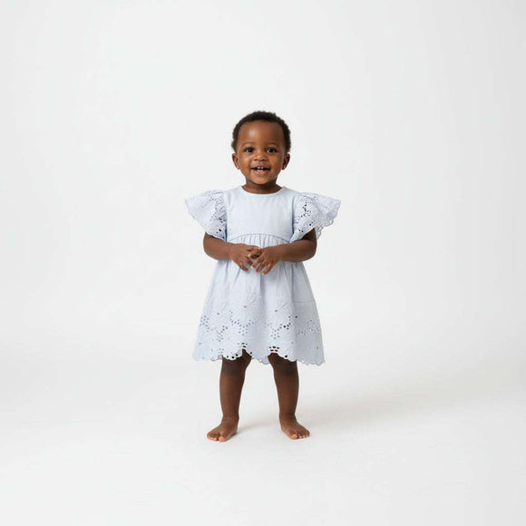 Light Blue Solid Blouse With Schiffly Nawao.com