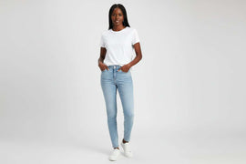 Light Blue Stretched Mom Jeans Light Wash Nawao.com